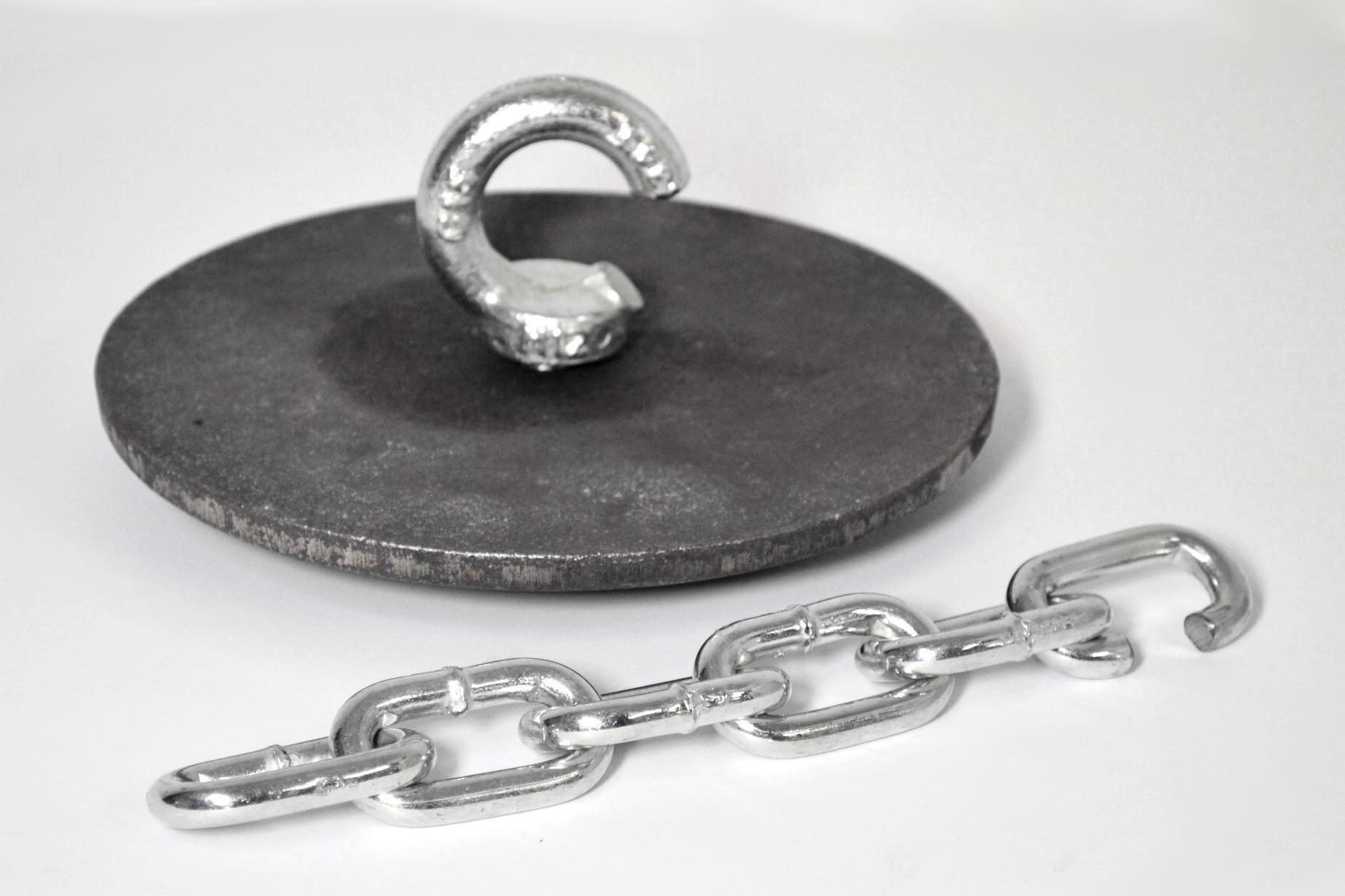SEZAM Deflektor mit Ofenhalter Deflektorplatte Deflektorstein Gusseisen für Kessel Heizkessel - 17,5 cm - CA150A - Deflektor + Kette + Schraube