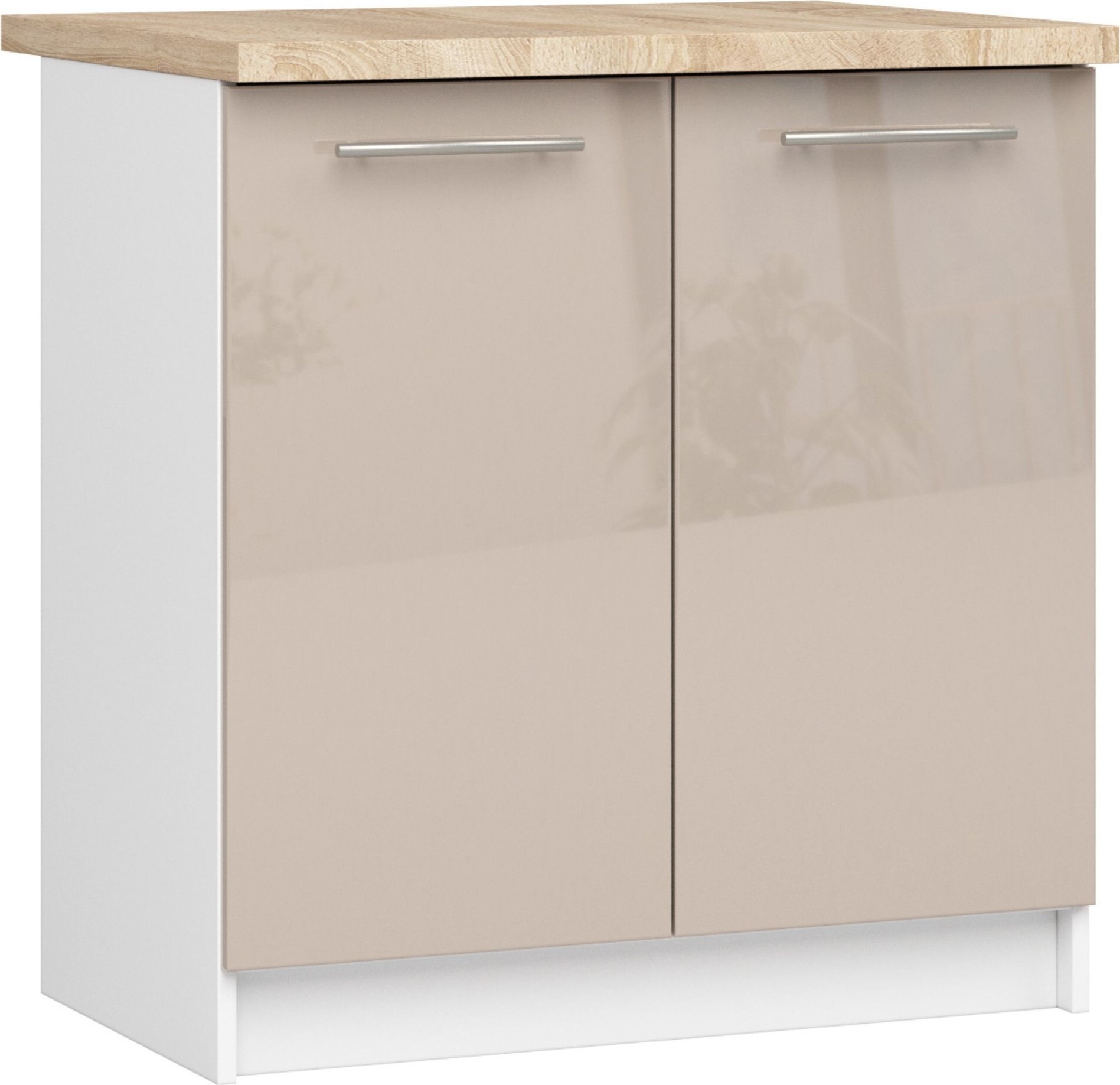 Küchenschrank AKORD OLIWIA S80 Weiß 80 cm Cappuccino Glanz B80 x H85 x T46 cm KS0POLIBIACAPPOL015