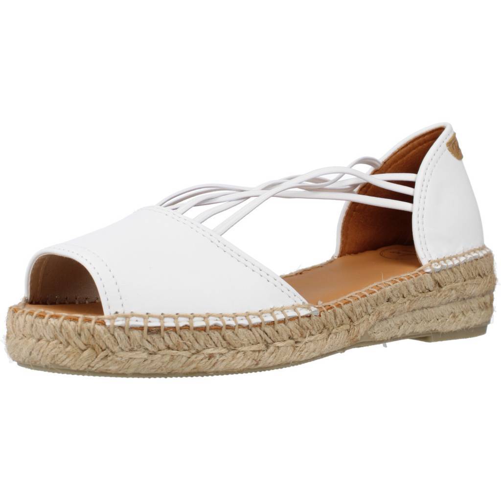 Toni Pons EBRE P Damen Espadrilles mit Riemenverschluss und Jutesohle, Weiß