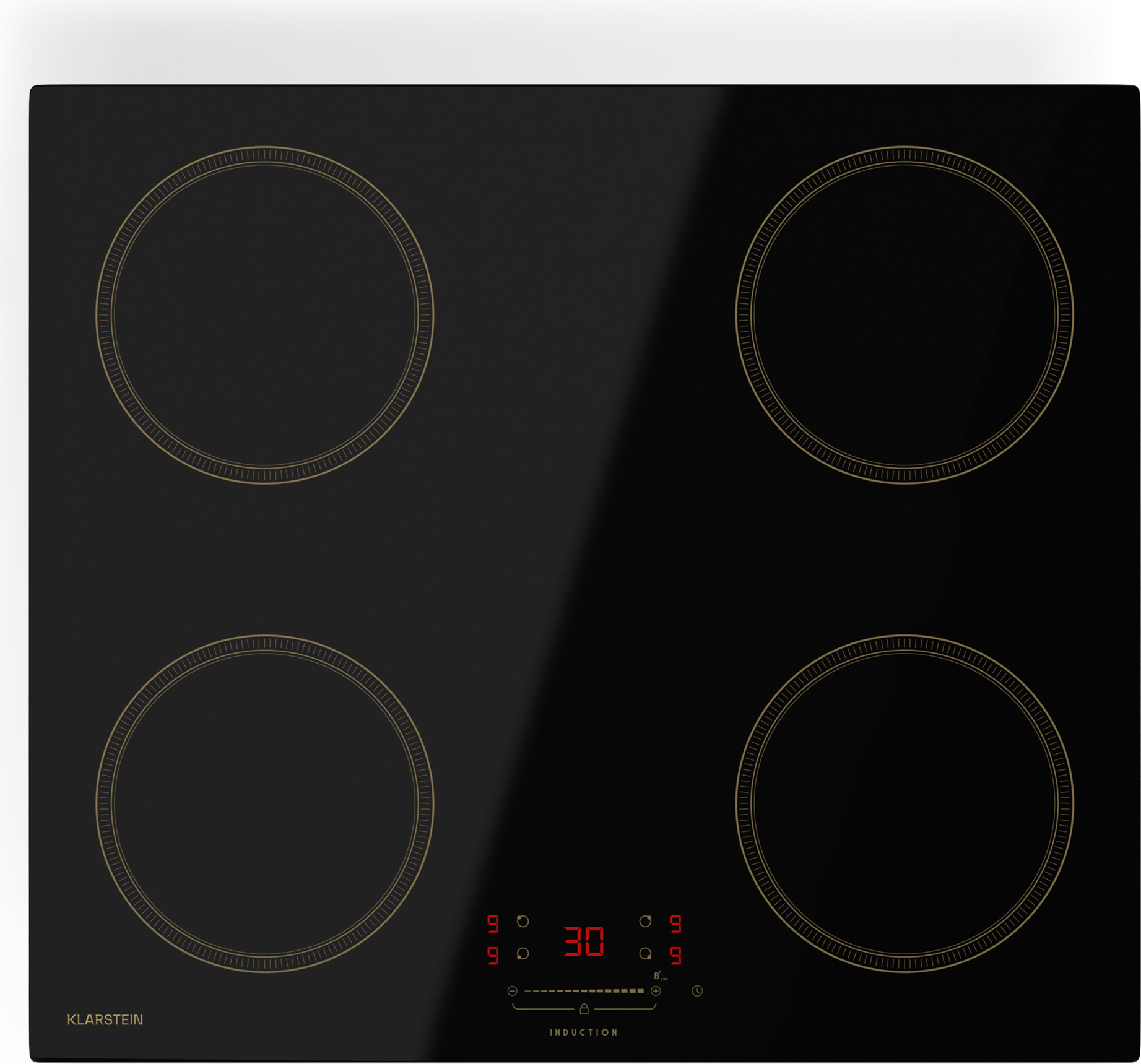 Klarstein Victoria indukčná varná doska - 4-zónová vstavaná indukčná varná doska, 7 000 W s posilňovačmi, posúvačom a časovačom, detská poistka, čierna, prevedenie 59 cm
