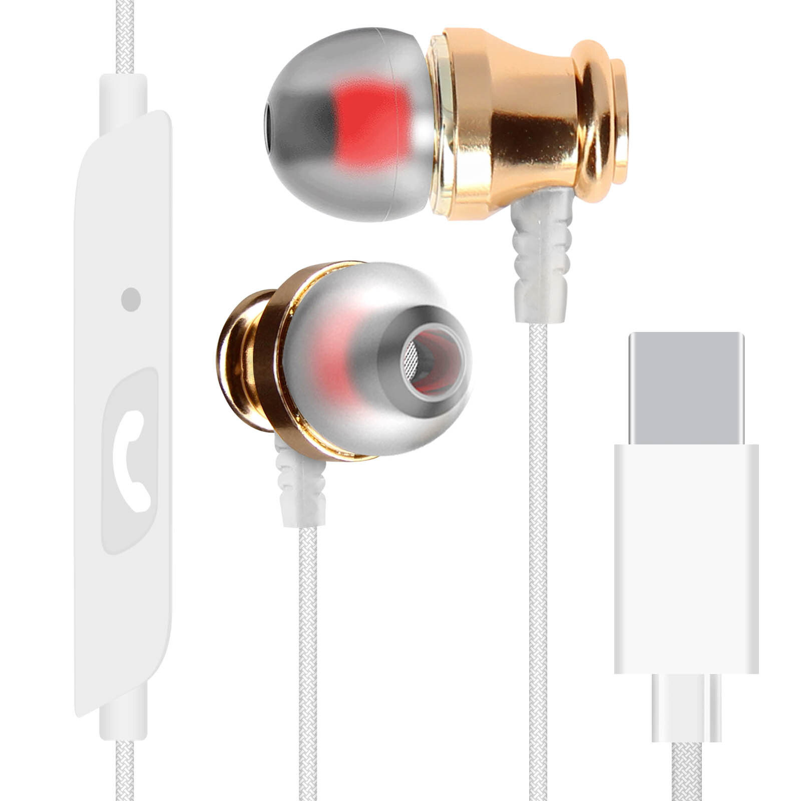 Slúchadlá do uší USB-C s mikrofónom a ovládacími tlačidlami LinQ White