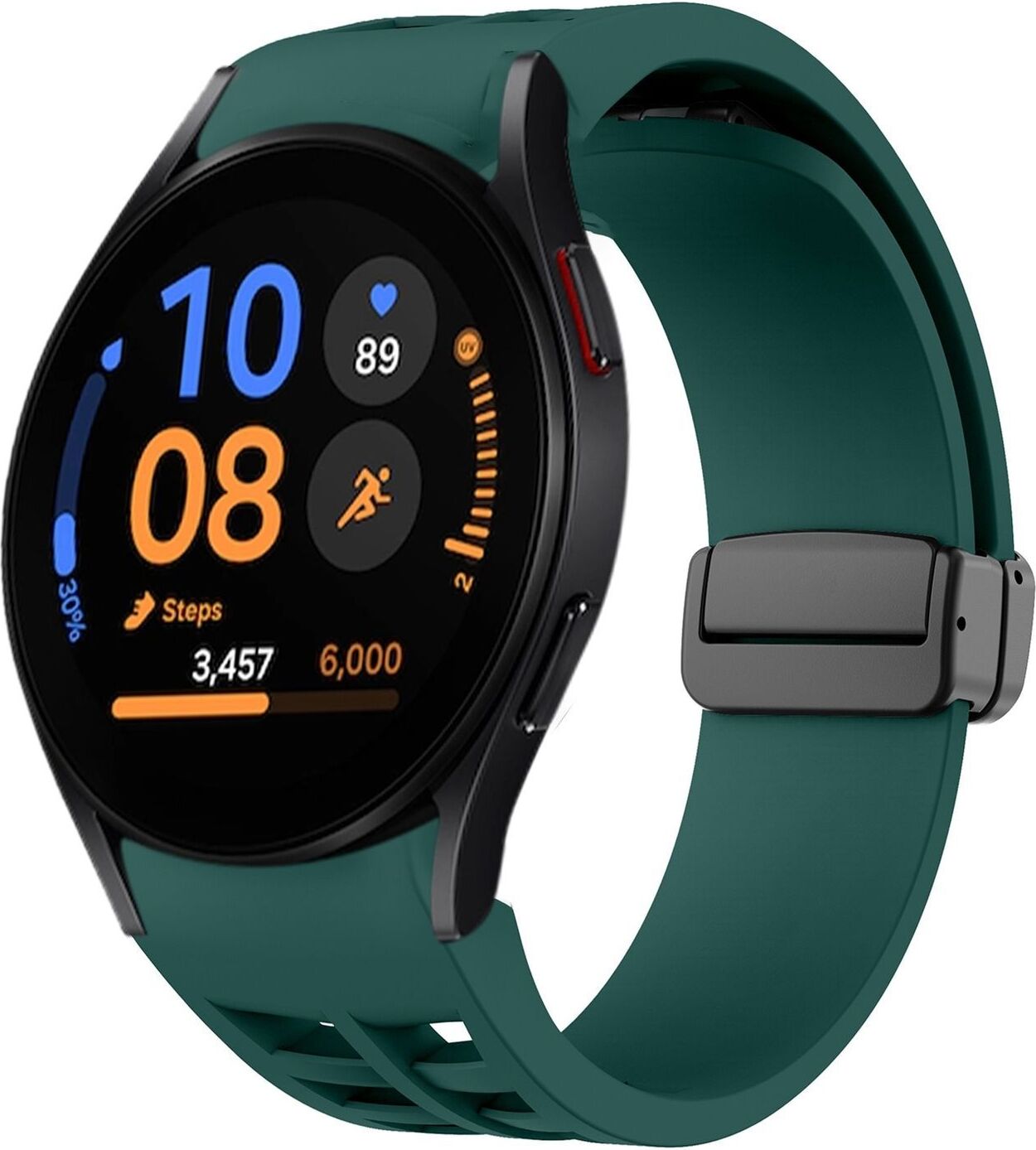 Pre Samsung Galaxy Watch FE / 6 / 5 / 4 40 mm Silikónový dizajn Magnetická pracka Náhradný pás na ruku Zelená