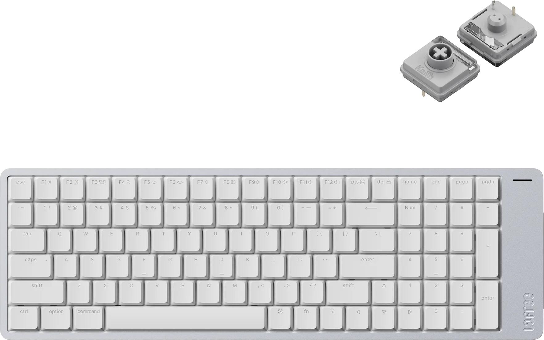 Lofree Flow 2 100 Kabellose Mechanische Tastatur Low-Profile US-Layout, Silver, Void Switches