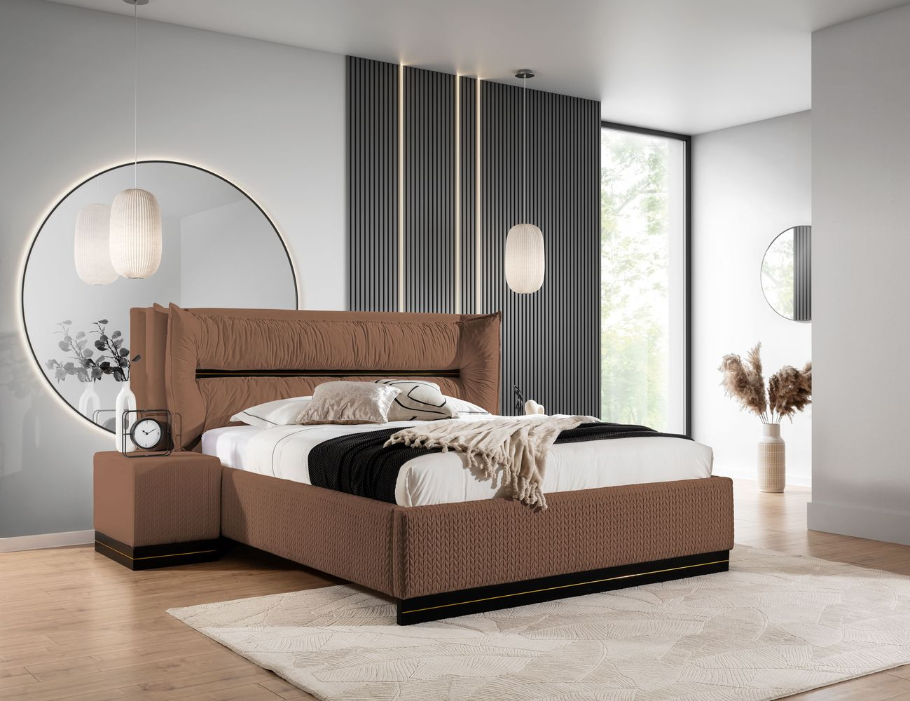 Čalúnená posteľ 160x200 IMELDA - hnedá