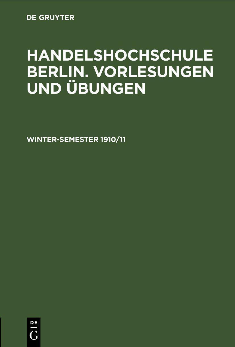 Sonstige Verlage Winter-Semester 1910/11
