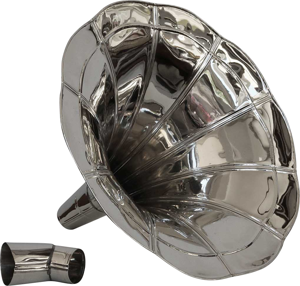 Aubaho Trichter Grammophon Horn silberfarben im antik Stil gramophone (D)