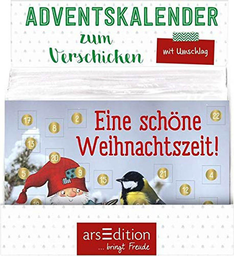 Skladaná karta - adventný kalendár lesný škriatok