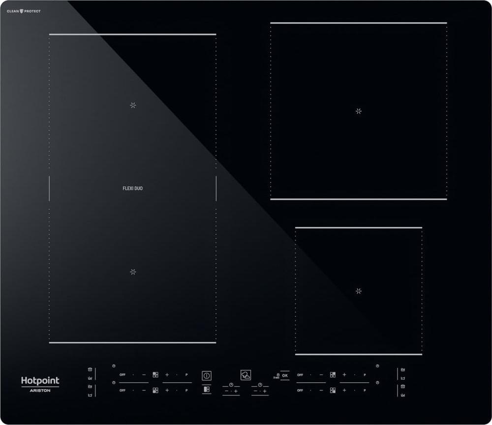 Hotpoint HB 4860C CPNE, Čierna, Vstavaný, 59 cm, Indukčná varná doska so zónami, Sklo, 4 zone(s)