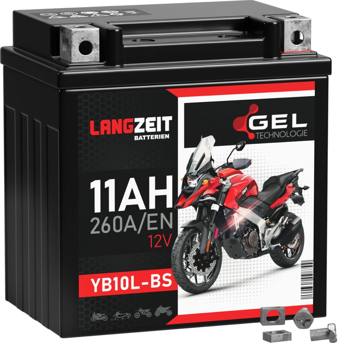 LANGZEIT Batterien Langzeit Gel Motorradbatterie YB10L-BS 11Ah 12V LZ51113G8