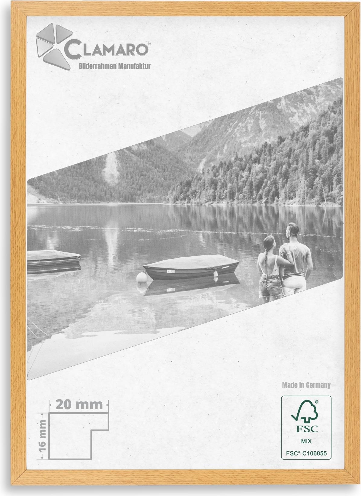 Clamaro Bilderrahmen Eiche Windsor Collage20 nach Maß Holz M2016, Größe:27x19 NEW-383145