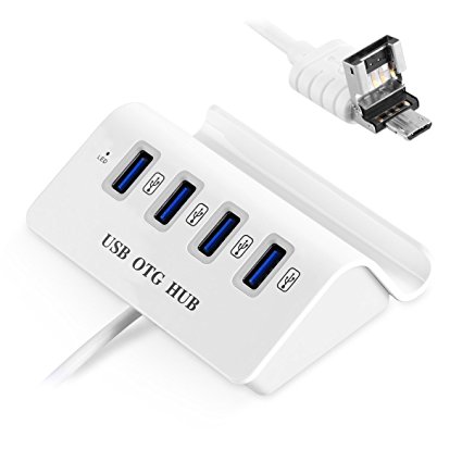 USB2.0 OTG HUB, 4 porty, multifunkčný rozdeľovač, dokovacia stanica pre smartfóny, LED dióda aktivity a nabíjania, HOPE R