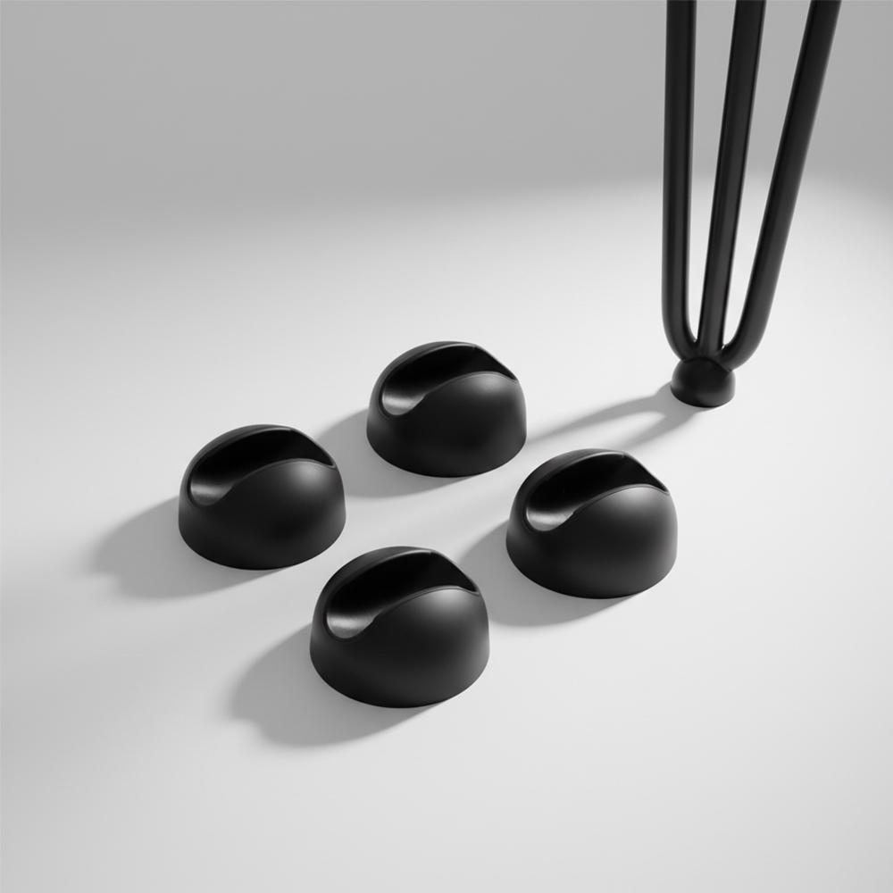 Mucola Tischbeinschoner 4er Set für Hairpin Legs Bodenschutz 12mm Silikon Rund - Schwarz 50005081
