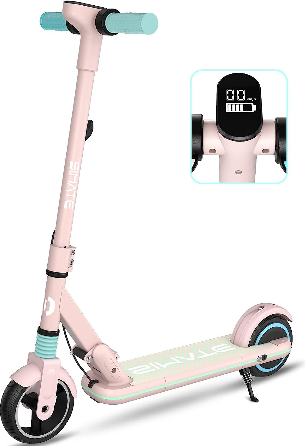 Kinderroller mit LED-Anzeige, Faltbarer e-scooter 14km/h Cityroller Für Kinder Elektroroller ab 8 Jahren Elektro Scooter Rosa