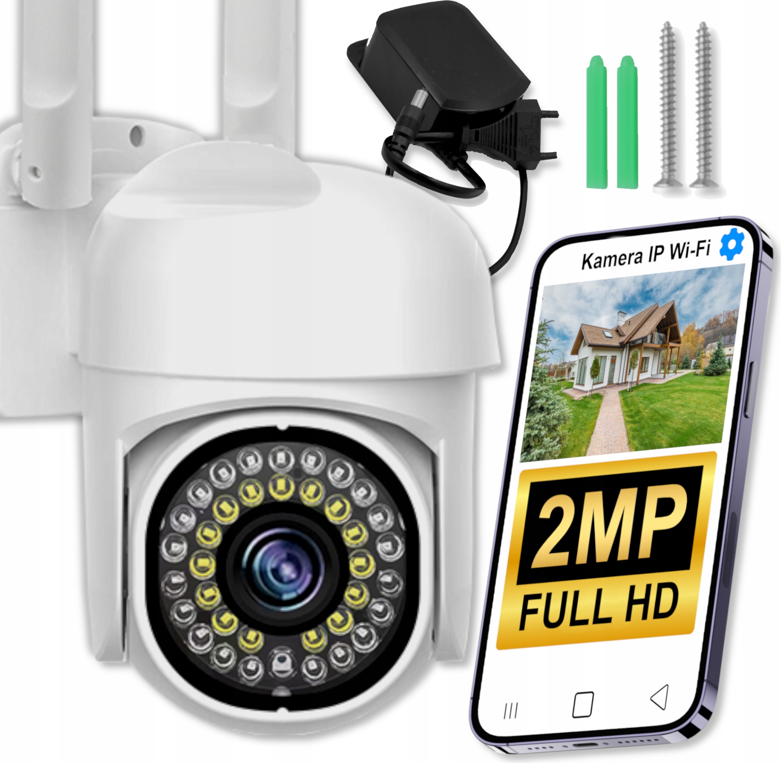 Wifi Ip Kamera Fullhd 2Mpx, Detekcia Pohybu A Zoom, Ip66, Microsd