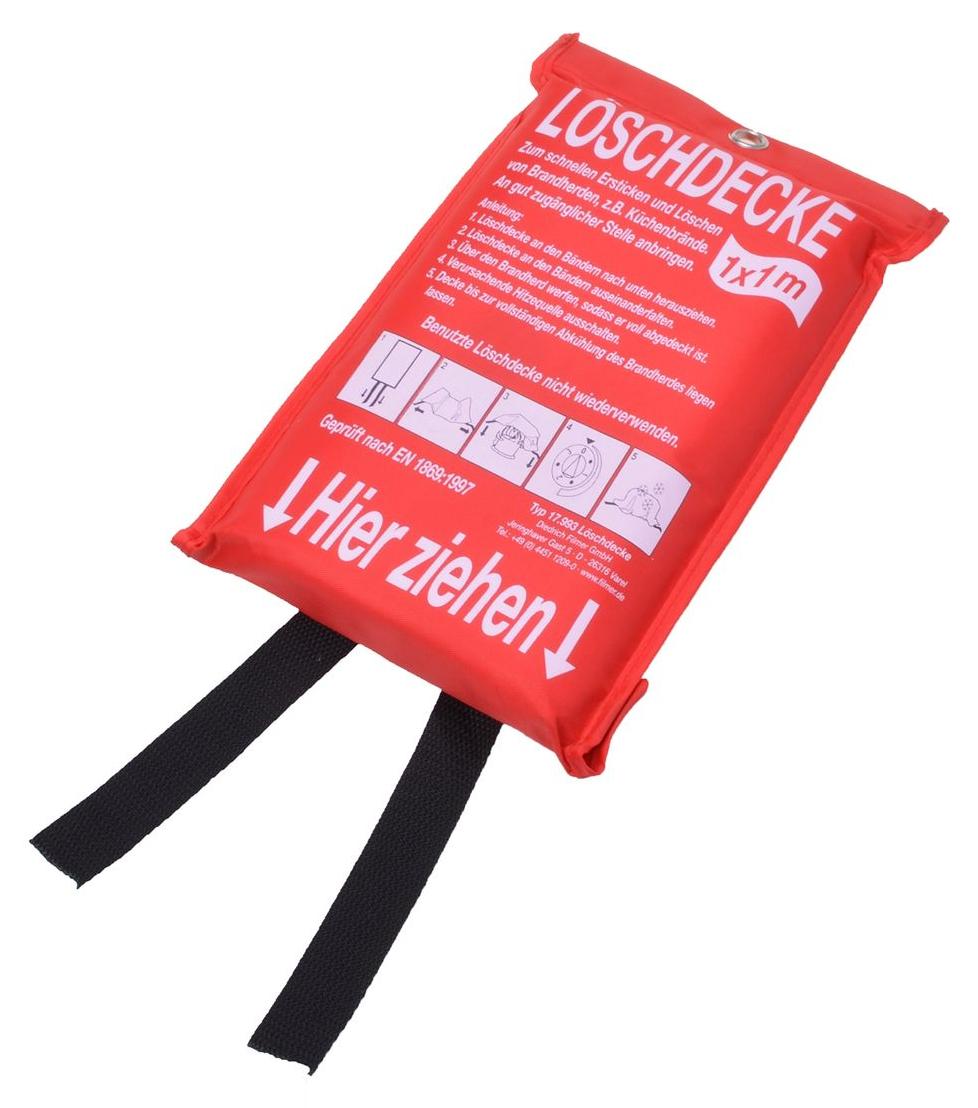 Filmer 1 x 1 m Feuerlöschdecke aus Fiberglas Löschdecke Brandschutzdecke 17993