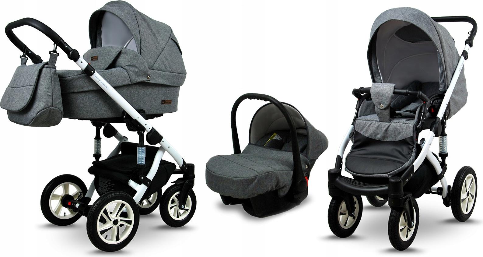BabyLux Sky Lark | 3in1 Kinderwagen Set | Grey Flex | Kombikinderwagen | Kinderwagenset | Buggy