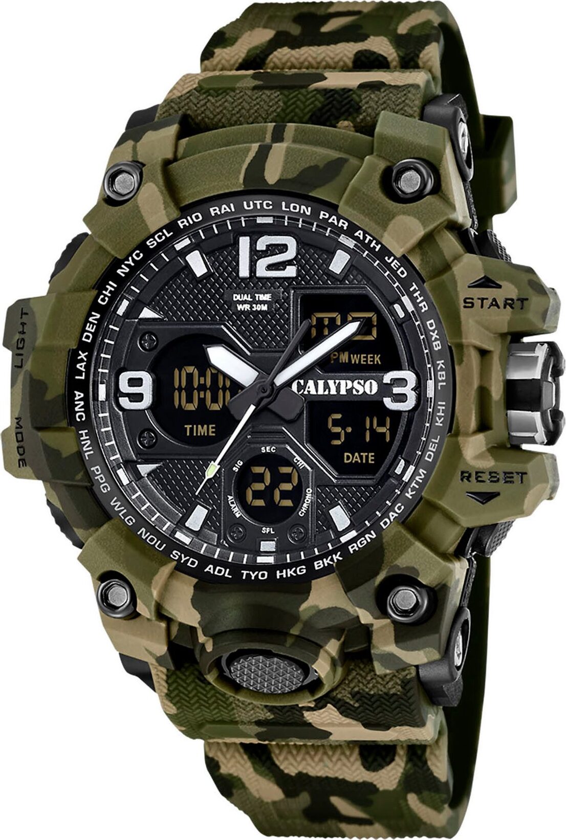 Pánske hodinky Calypso K5855/3 AnaDigi Camouflage Green