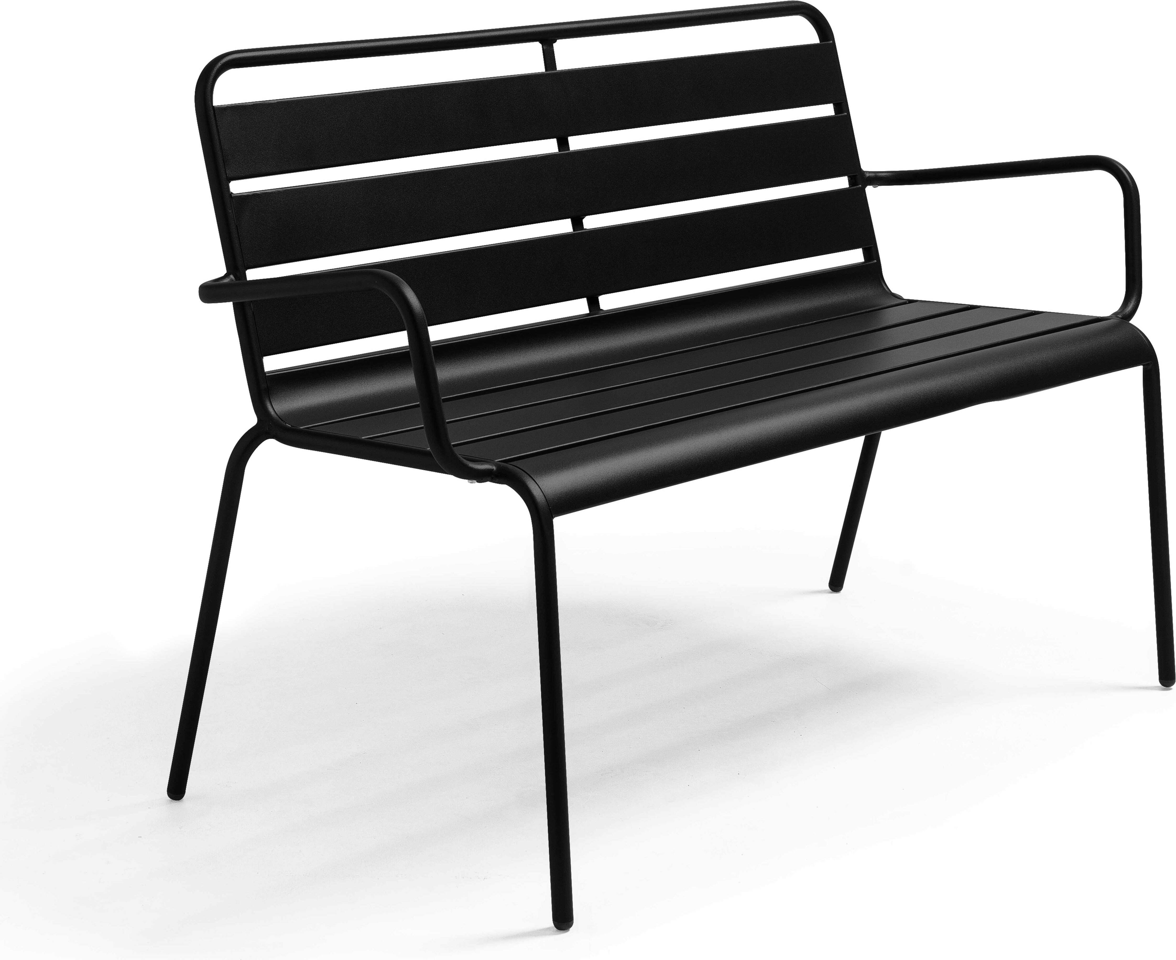 Gartenbank aus pulverbeschichtetem Stahl Schwarz - Oviala Palavas 114576