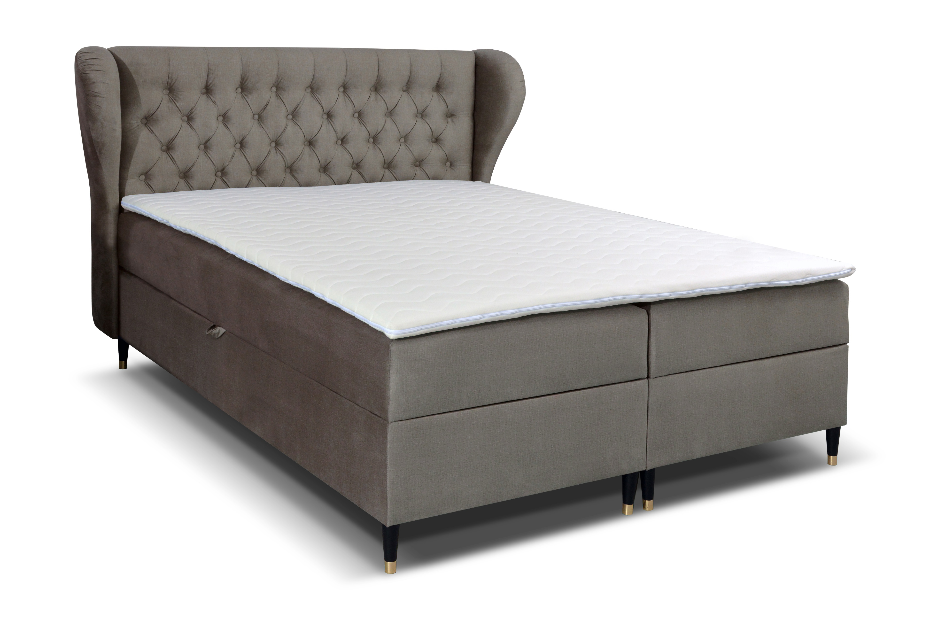 MOB, Manželská posteľ Boxspring 140 cm - Ortun (sivá)
