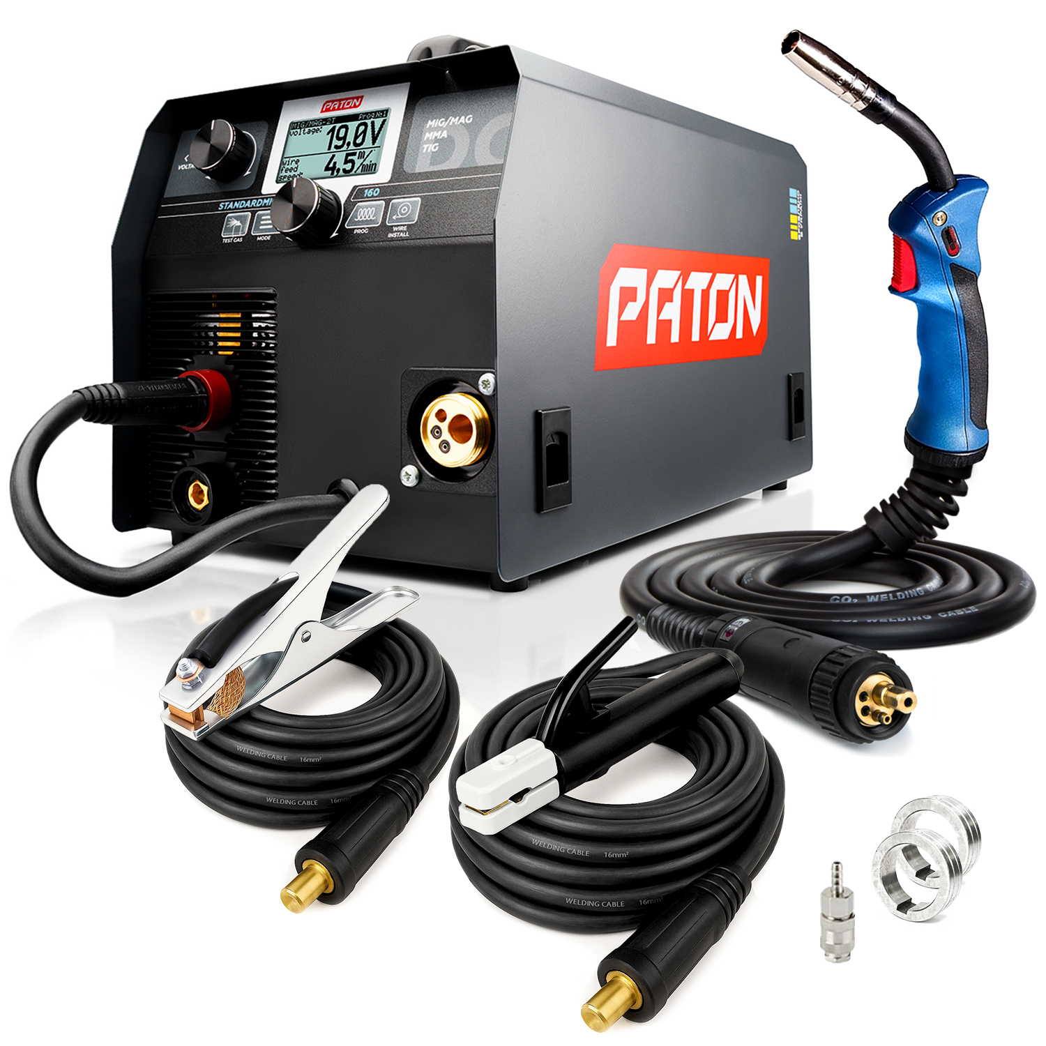 PATON StandardMIG-160 A – Schweißgerät 3-in-1 für MIG/MAG, MMA und TIG LIFT, Schweißgerät 230V, Schweißgerät Fülldraht ohne Gas, MIG Schweißgerät mit 1023016012