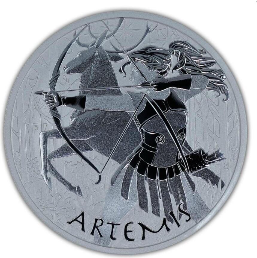 The Perth Mint 1 Unze Silbermünze Götter des Olymp ARTEMIS 2023 Gods of Olympus Silber 9999
