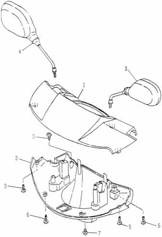 Rex Sport SMC Scooter Scheinwerferverkleidung 50ccm 2Takt 55213-NAF-0002 Motorroller.de Scheinwerfer-Verkleidung Lenker-Verkleidung Scheinwerferabdeckung Rex 25