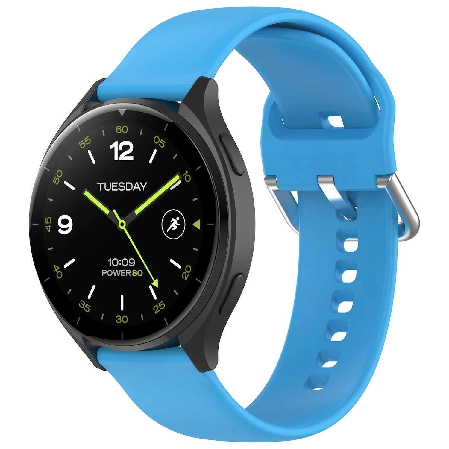 Pre Xiaomi Watch 2 Vysokokvalitný silikónový jednofarebný remienok Kovová pracka Hodinky Náhradný pásik na ruku Veľkosť L Svetlo modrá