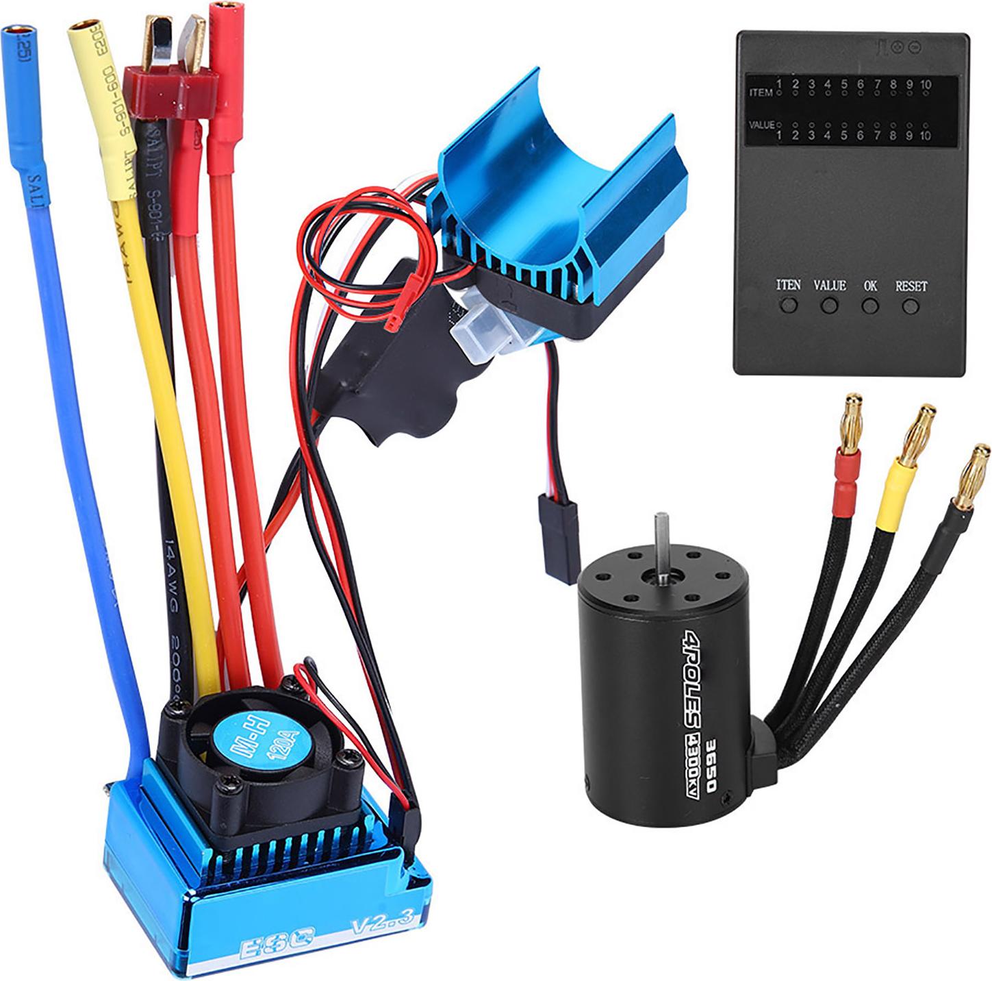 Gistuch 3650 Motor 4300KvBrushless ESC Kühlkörper Programmkartenset für 1/10 RC Car(120A)
