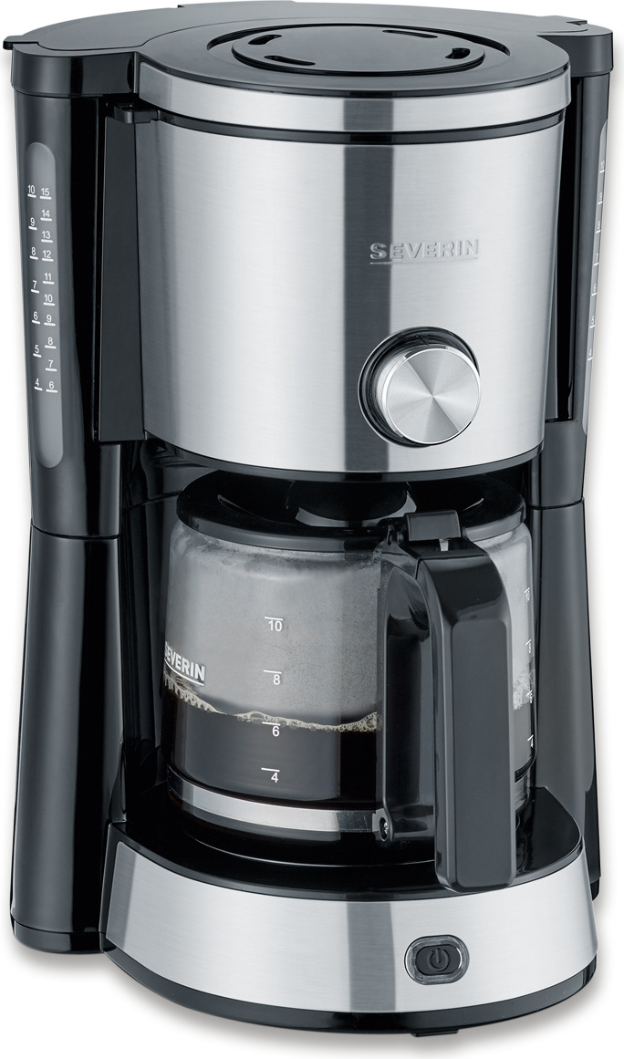 Filterkaffeemaschine Kaffemaschine Glaskanne SEVERIN KA 4825 für 8 Tassen 1000 W KA 4825 aus Edelstahl, gebürstetschwarzsilber Kaffeemaschine Filterkaffee Kaffeezubereiter Filterkaffeemaschine 4825000