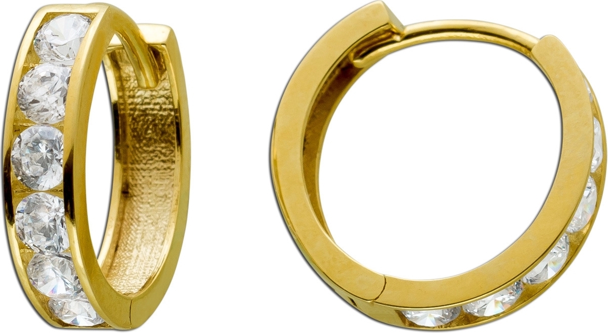 CH.ABRAMOWICZ Creolen Gelbgold 585 14 Karat 12 Zirkonia poliert Iced Out 067498500