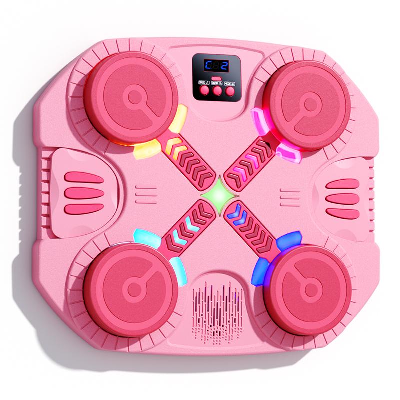 ZELURXX Elektronisches 4-Zonen-Boxing Pad für Kinder, LED Musik Schlagwand, Bluetooth, Stressabbau, Reaktionstraining, Pink