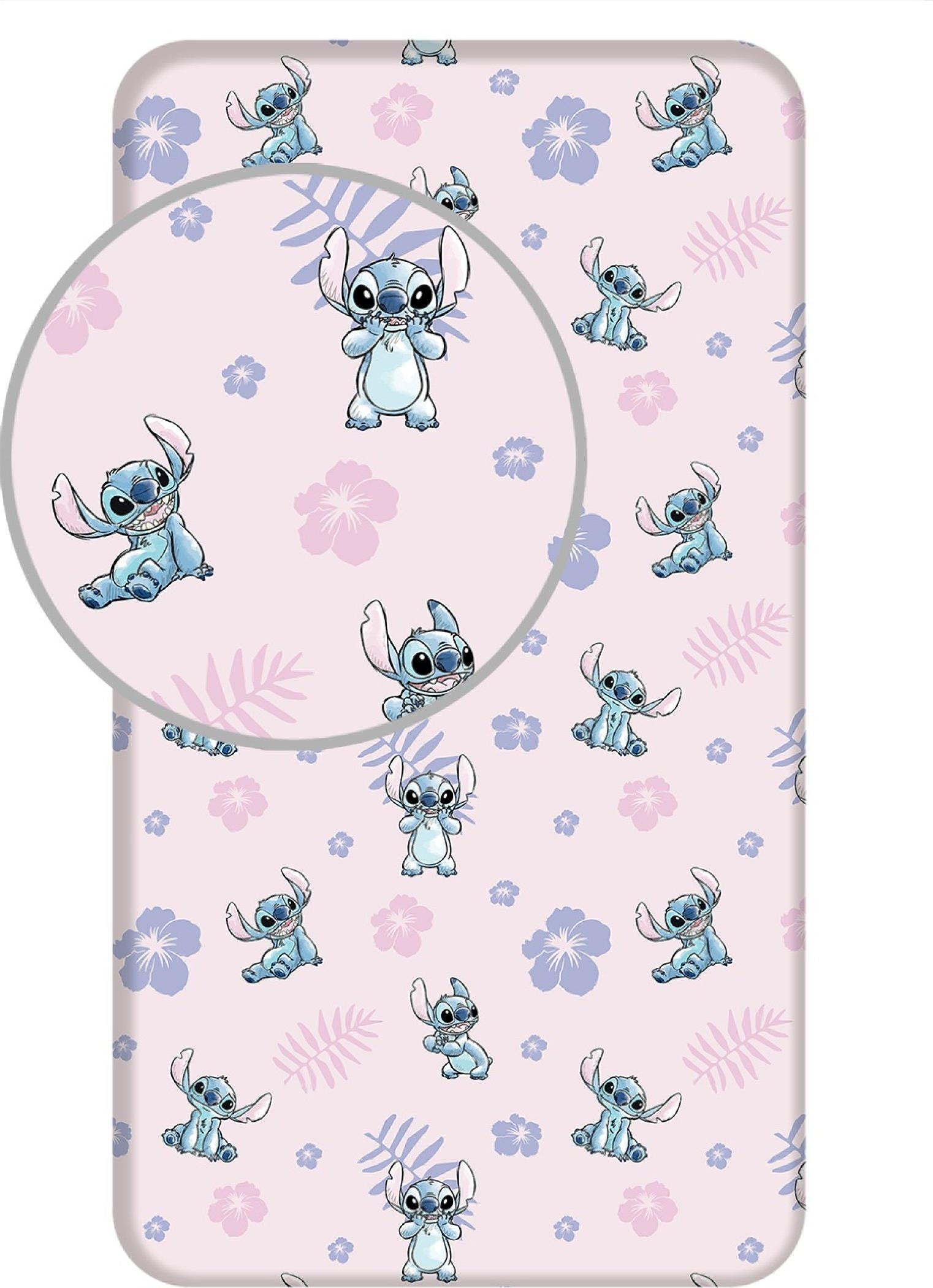 Jerry Fabrics Lilo und Stitch Spannbetttuch Spannbettlaken Bettlaken 90 X 200 cm J-3144