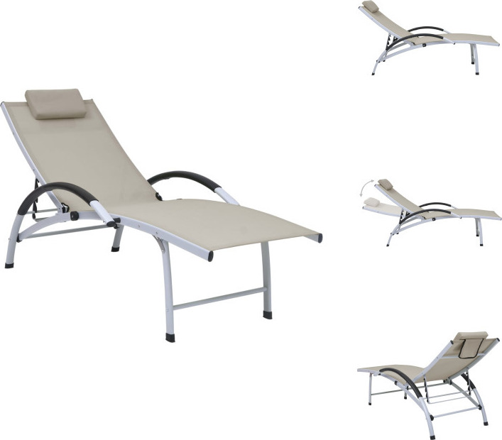 vidaXL Lehátko hliníkové Textilene krémové - Lehátka