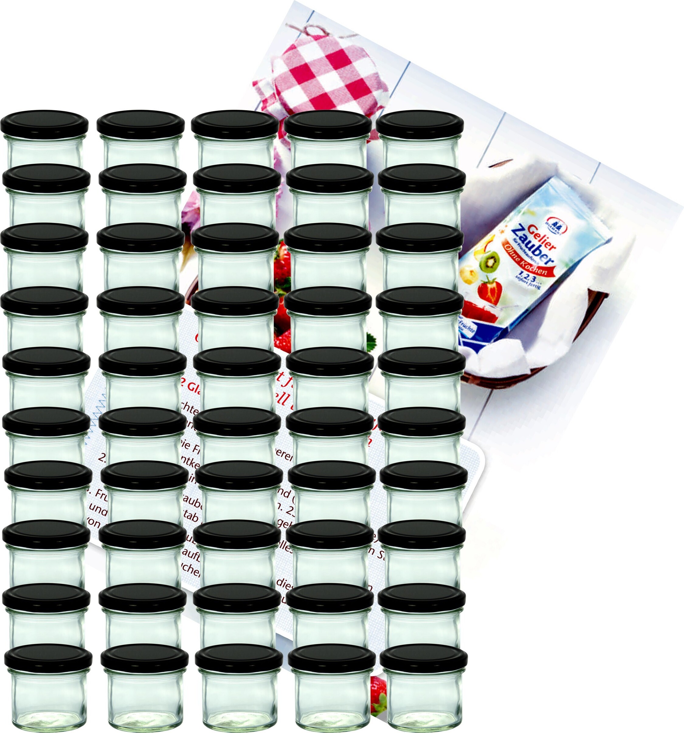 MamboCat Lot De 75 Bocaux En Verre De 167 Ml Avec Couvercle Couleur Argent To 66 Avec Livret De Recettes Diamant Gelierzauber, Pots à Confiture, Pots De Conserve, Bocaux En Verre