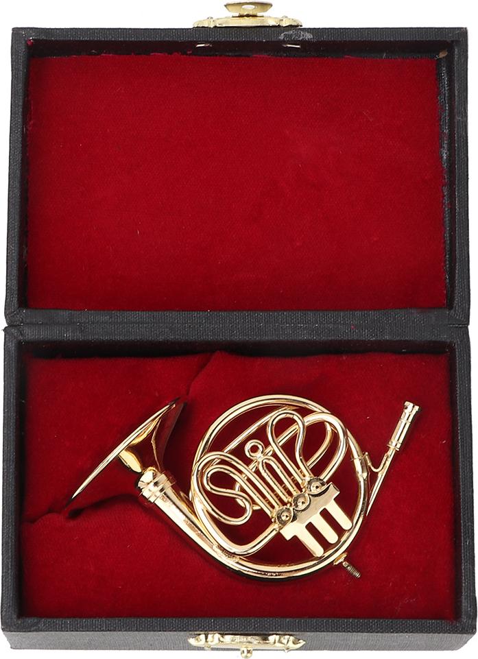 Gistuch Miniatur-Waldhorn, zartes goldenes Mini-Instrument, Ornament-Dekoration für Musikliebhaber