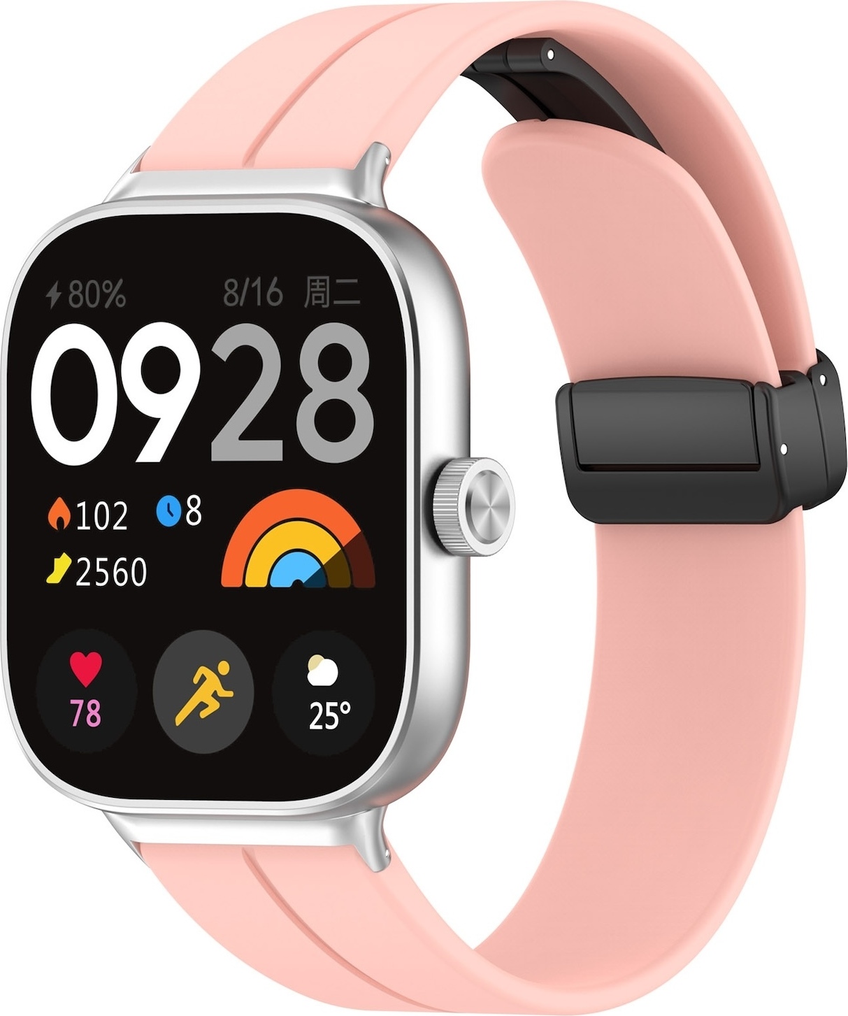 Pre Xiaomi Mi Band 8 Pro / Redmi Watch 4 Groove Silikónový remienok Magnetická pracka Pink