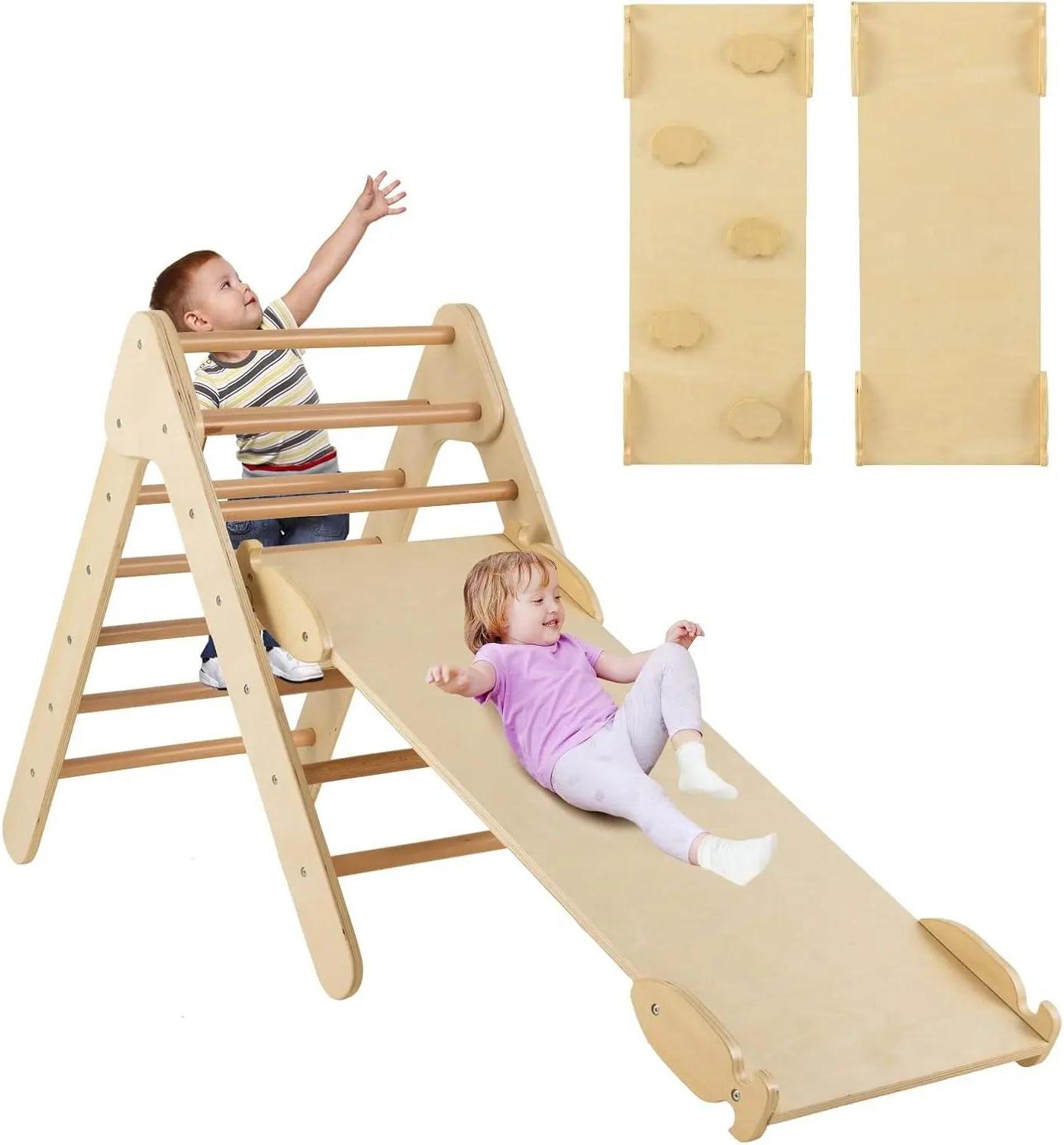 StarTech Kletterdreieck mit Rutsche - Pikler-Dreieck - Indoor - Ab 1 Jahr - Holz - Khaki