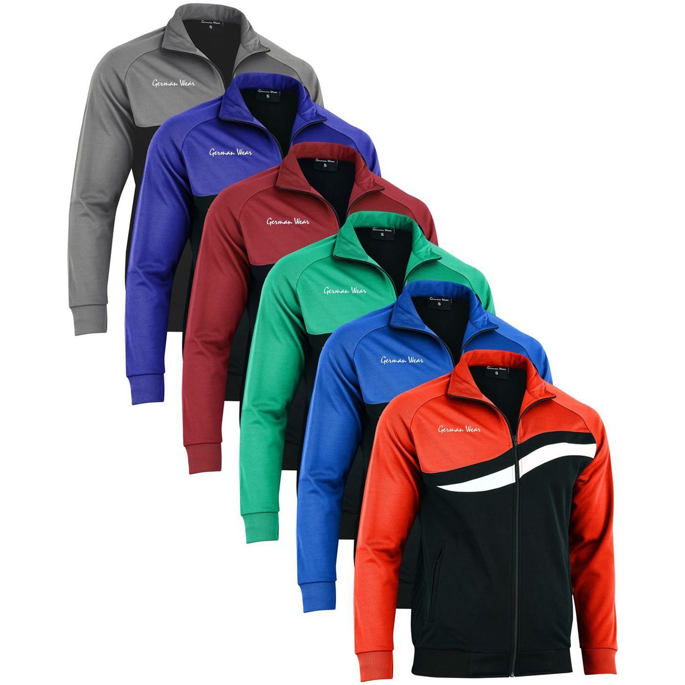GermanWear STRIKER Herren Trainingsjacke Sportjacke Joggingjacke, Größe:58/3XL, Farbe:Rot VAR-18812