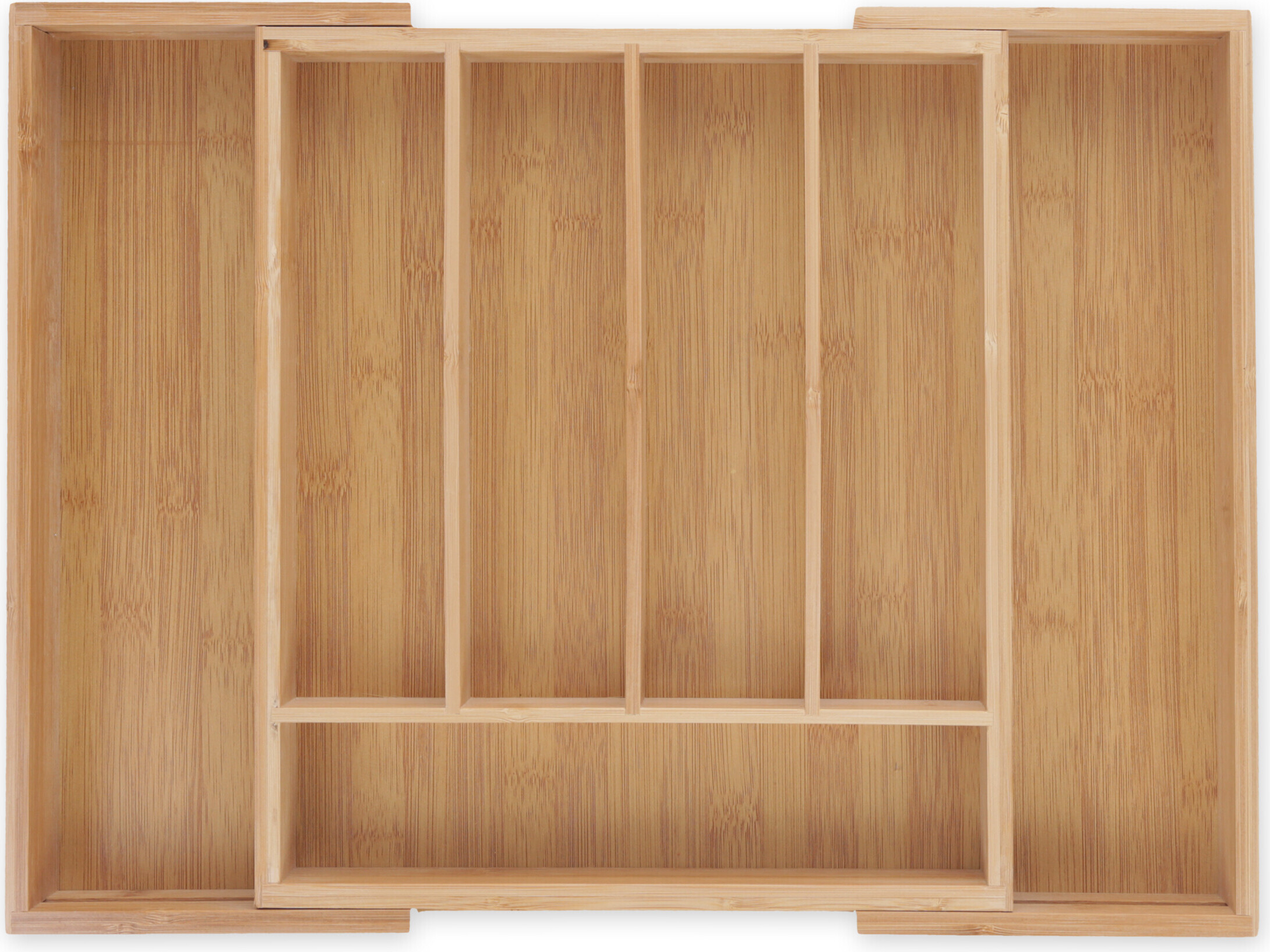 Relaxdays Range-couverts En Bambou, Extensible, Entre 6 Et 8 Compartiments 2 Blocs Couteaux Hlp 5x32x43 Cm Nature 67619073