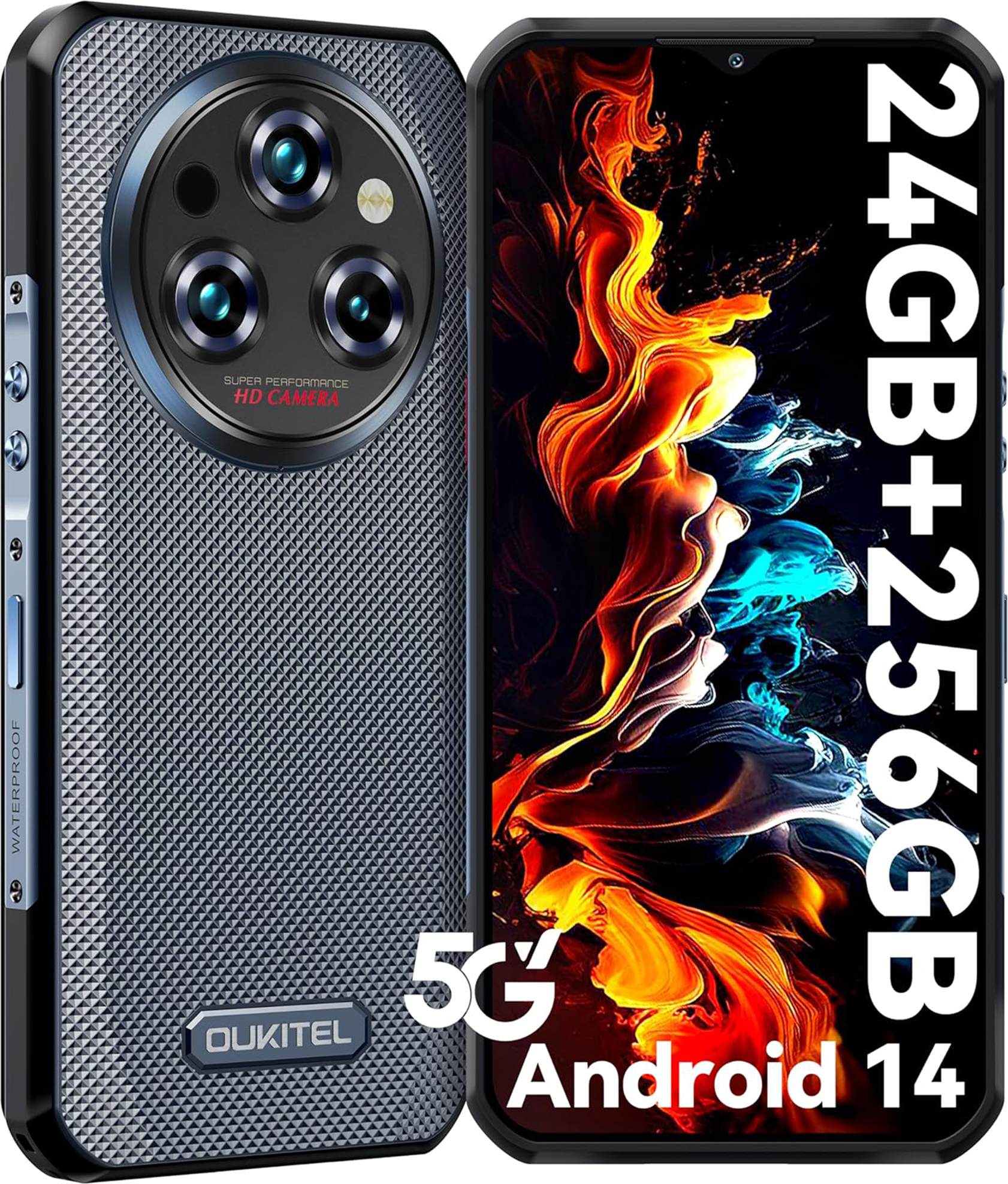 OUKITEL WP35 (2024) 5G vonkajší mobilný telefón Android 14 Smartfón 24GB+256GB/2TB TF rozmer 6100+, 11000mAh 6,6" 2,4K FHD+ 64MP+32MP NFC, šedá