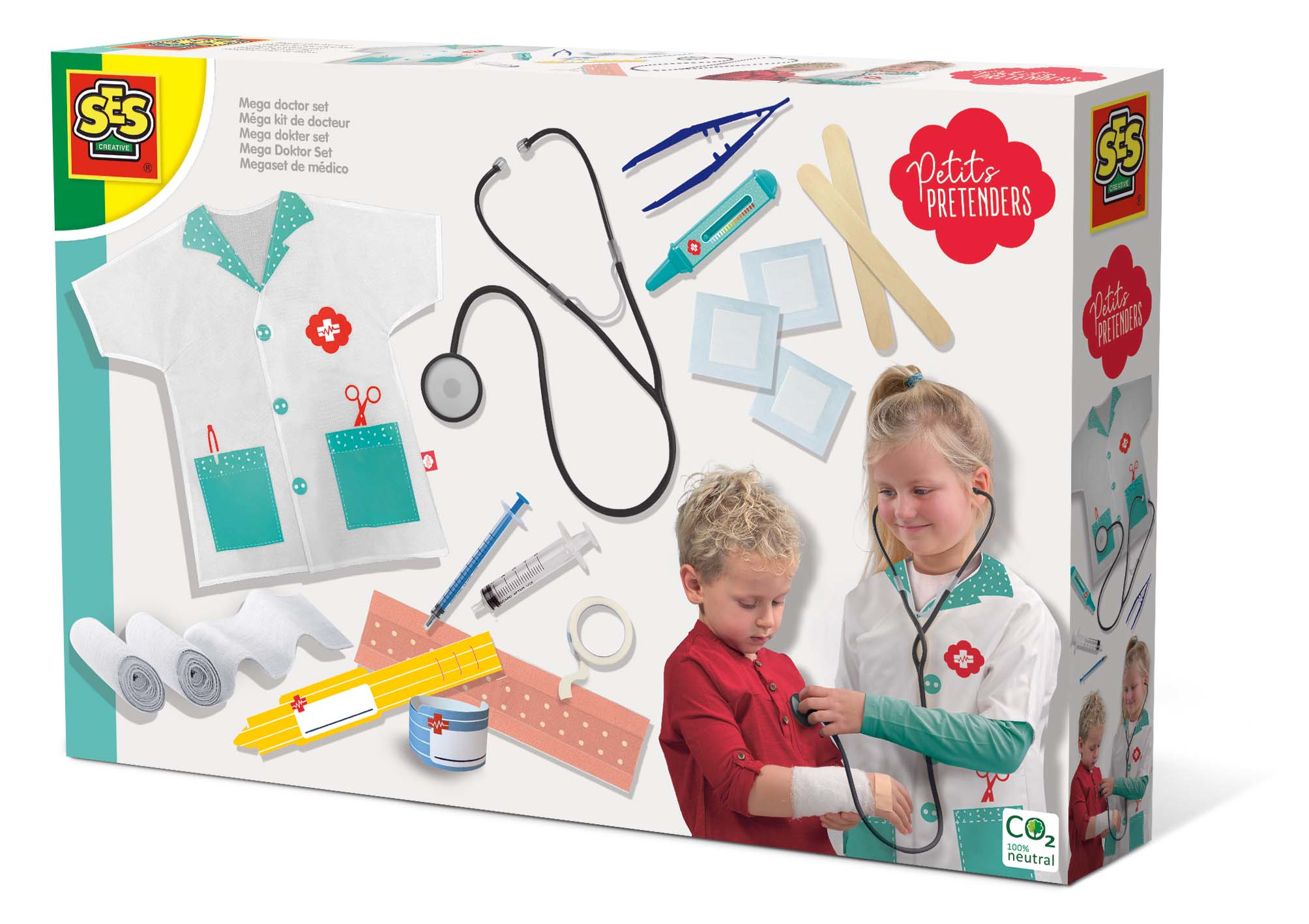 JOVOW Set Da Dottore Per Bambini Con Carrello – Rosa, 3-9 Anni, Strumenti Con Suoni E Luci, Costume Incluso