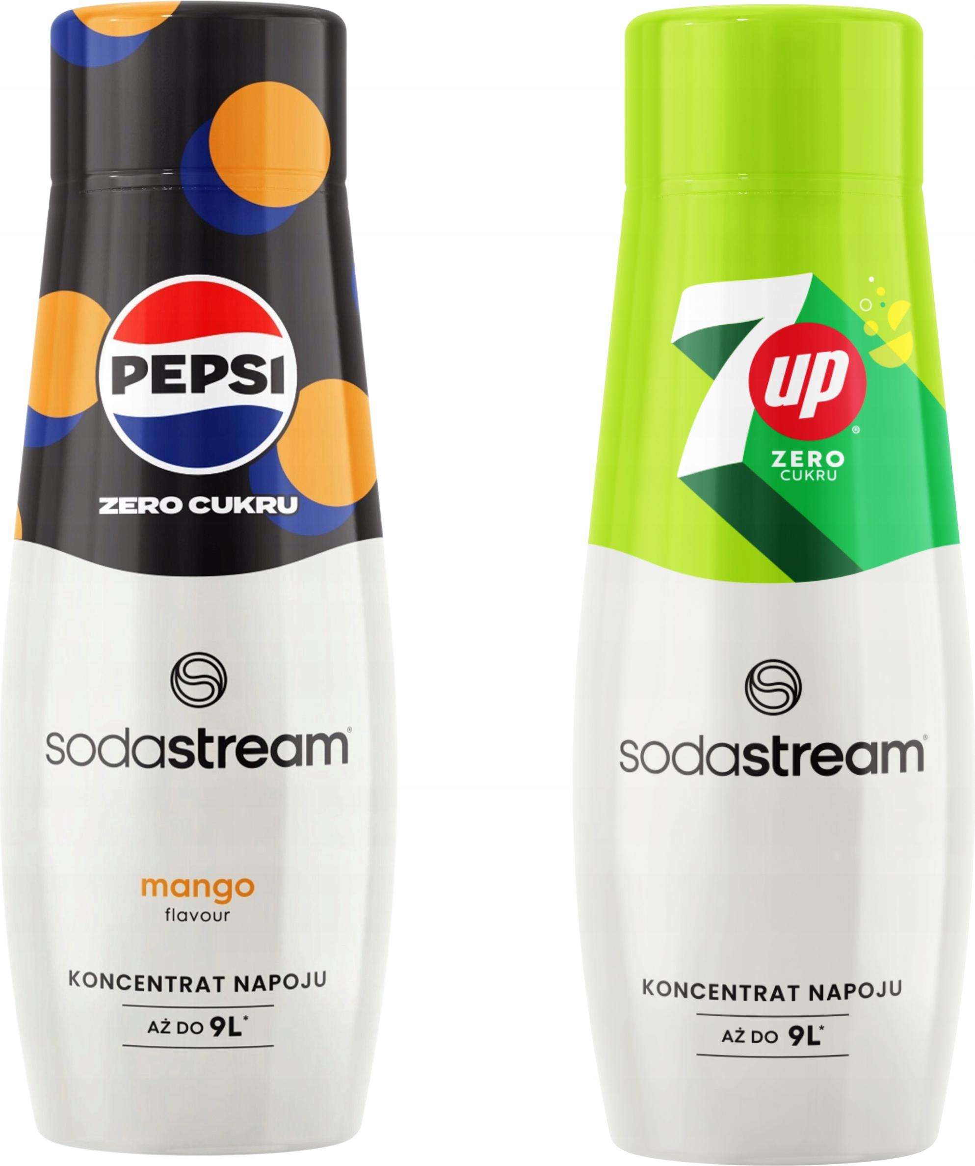 sada 2 koncentrátov a sirupov Sodastream. Pepsi MAX Mango Zero + 7Up