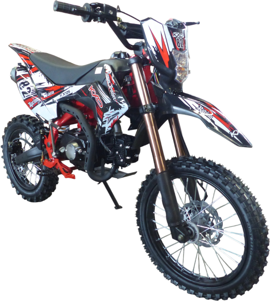 125cc Dirtbike Cross Pitbike Crossbike KXD 609 E+K 17/14 Zoll Lichtmaske Rot