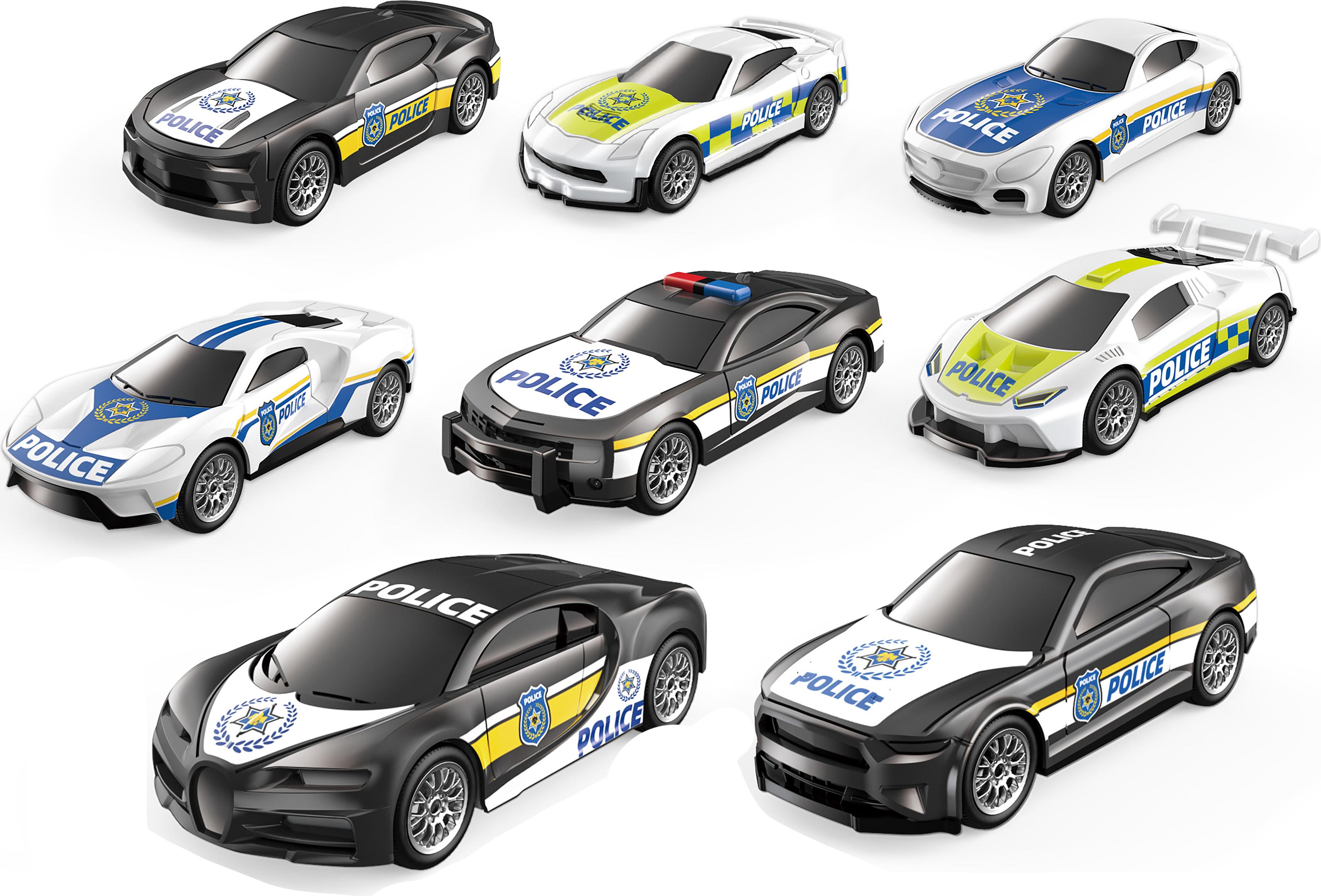 Wiky Polizeiauto zum Zurückziehen, 4 Stück, 7,3 cm