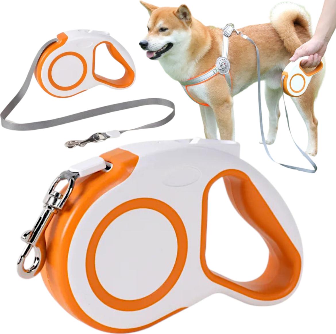 Oranžovo-biele vodítko pre psa