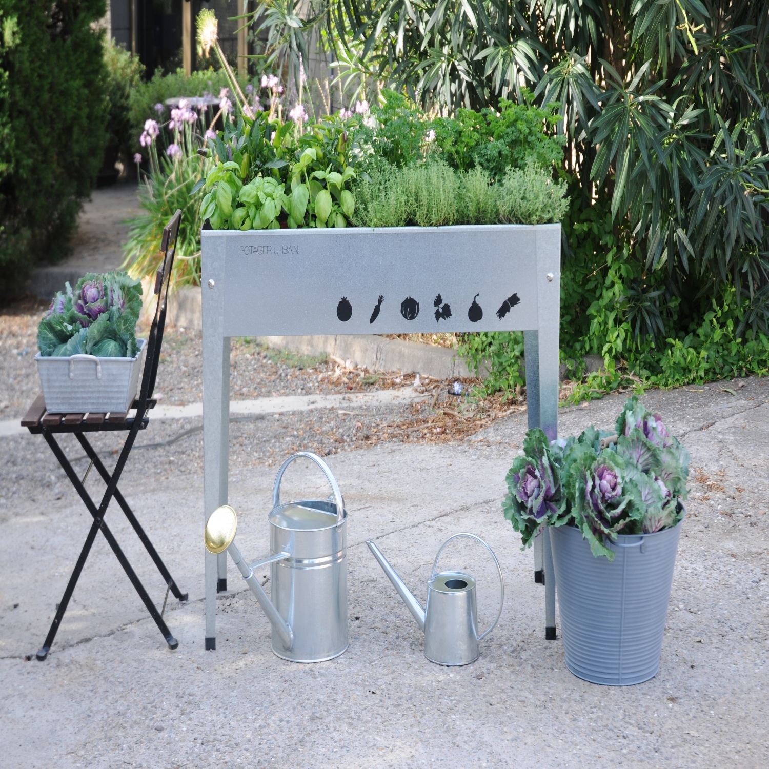 Herstera Garden Metall Hochbeet Urban Silber 100x40x84 cm HG08901801