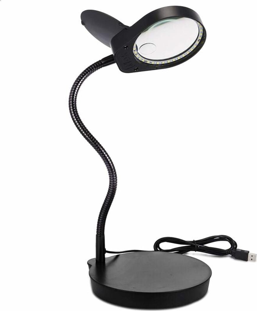 Mmgoqqt Lupe auf Ständer, 3X 10x Lupenlampe, Beleuchtete Lupe und Ständer, LED-Lupenlampe auf Ständer, zum Lesen, Seniorenlesen, Hobby, Heimwerken [+] Kau-LA-26129-73