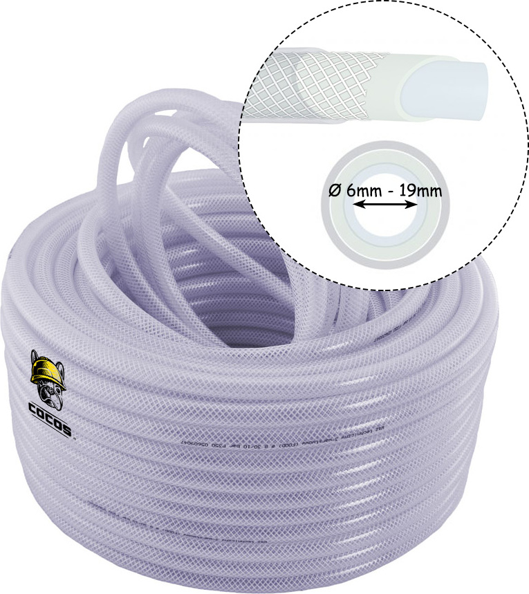 Cocos PVC Lebensmittelschlauch 5m 12,5mm 4-lagig Wasserschlauch Luftschlauch Technischer Schlauch
