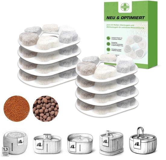 OEM Kompatibler Katzenfonteinfiltersatz, 8er Pack, 6-lagig, mit Maifan und Tonkugeln 2026