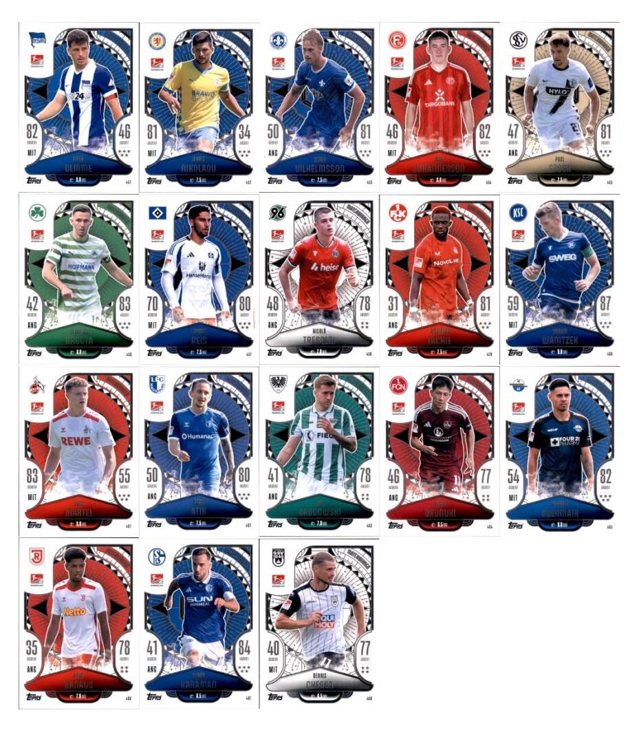 Topps Match Attax Bundesliga - 2024/25 - Alle 18 2. Bundesliga Matchwinner Karten